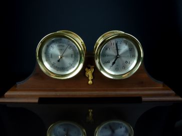 BRASS BAROMETER & CLOCK SET