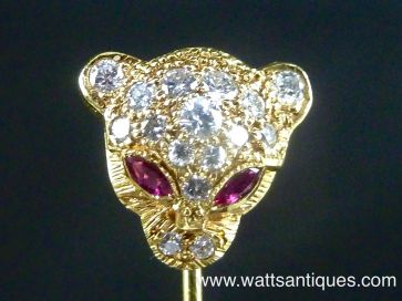 PANTHER HEAD DIAMOND SET STICK PIN