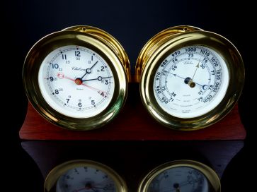  BRASS CHELSEA BAROMETER / CLOCK SET