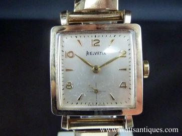 HELVETIA 9K GOLD SQUARE WATCH