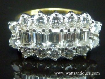 BAGUETTE & ROUND DIAMOND CLUSTER RING 