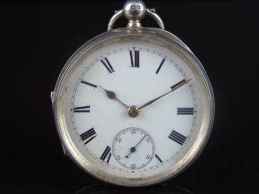 SILVER ENAMEL DIAL POCKET WATCH
