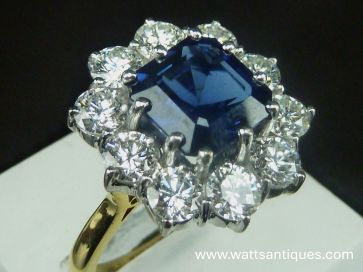 18K SAPPHIRE AND DIAMOND CLUSTER RING