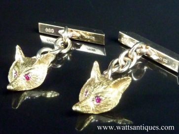 FOX HEAD 9K GOLD CUFFLINKS